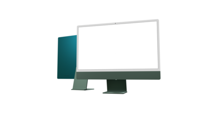 Computer display with blank white screen 3d