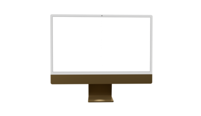 Computer monitor display with empty screen isolated on transparent background.
