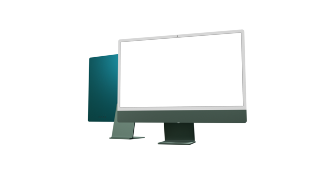 Computer display with blank white screen 3d