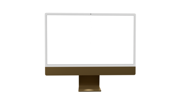Computer monitor display with empty screen isolated on transparent background.