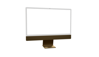 Realistic 3D Computer, with a white screen, isolated on a background