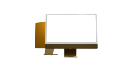 Realistic flat screen computer monitor 3de style mockup with blank screen isolated 3d