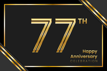 77th Anniversary. Anniversary Template Design With Golden Text, Vector Template Illustration