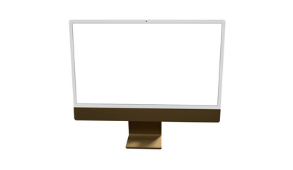 Computer display with blank white screen 3d