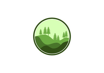 logo hill tree house initial company icon business logo background illustration