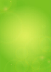 Abstract Green Background with Golden Circular Spot Lights.  Vibrant Sunlight  Summer and Spring Texture. Eco and Environment Page Design. Defocused Fresh Leaf Print. Bokeh Blurry Template.