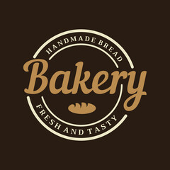 Retro wheat bread logo design template. Badge for bakery, home made bakery, restaurant or cafe, patisserie, business.