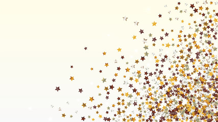 Realistic Background with Confetti of Glitter Star Particles. Sparkle Lights Texture. Celebration pattern. Light Spots. Star Dust. Christmass Design. Explosion of Confetti. Design for Advertisement.