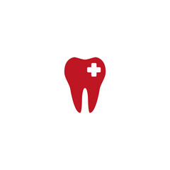 vector illustration of teeth and red cross for icons, symbols or logos. dental clinic logo 