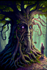 Generative AI abstract render of a magical fantasy tree