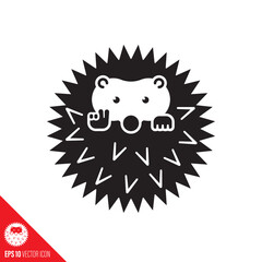 Hedgehog showing peace or victory sign icon. Small cute animal isolated vector symbol