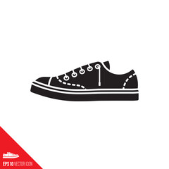 Plimsoll shoe or canvas sneaker vector glyph icon. Footwear symbol.