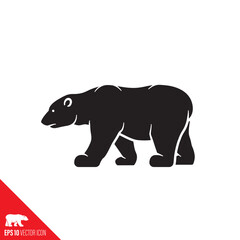 Polar bear vector glyph icon. Endangered species symbol.