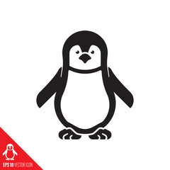 Baby penguin vector icon. Endangered species glyph symbol.