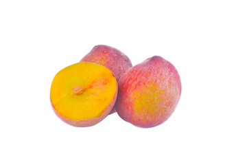 Ripe peach fruit isolated on   transparent png
