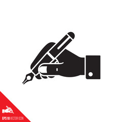 Hand writing, signing, underwriting with fountain pen vector icon. Business, communication and education symbol.