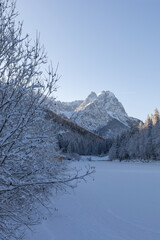 winter landscape with snow covered mountains of bavaria