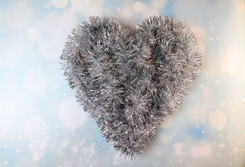 heart from grey christmas tinsel