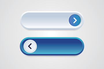 White and blue button  with an arrow. web site, icon template and ui.services, blogs, websites. - obrazy, fototapety, plakaty