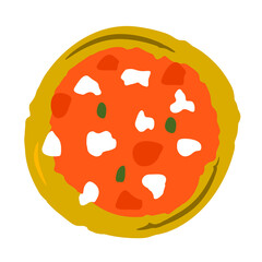 illustrazione con pizza Margherita e olive su sfondo trasparente