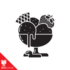 Bowl of strawberry ice cream vector icon. Sweet food and dessert glyph symbol.