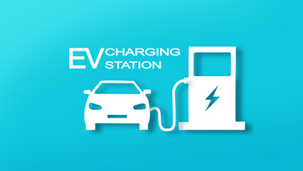 Electric car with plug icon symbol, EV car,  hybrid vehicles charging point logotype, Eco friendly vehicle concept