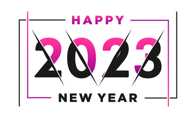 Happy new year 2023 slash vector design