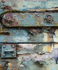 Detail of hinge on an old railway wagon