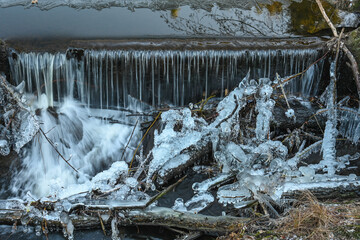 Paysage Belgique Wallonie ruisseaux gel hiver cascade eau environnement