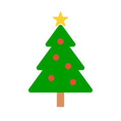 Decorated Christmas tree icon. Christmas symbol. Vector.