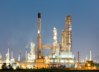 Oil gas refinery plant. May called petroleum, production or petrochemical plant. Industrial factory construction from engineering technology with steel pipe, pipeline, tank. Business for power energy.