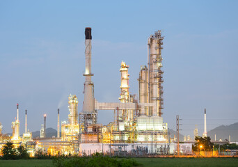 Oil gas refinery plant. May called petroleum, production or petrochemical plant. Industrial factory construction from engineering technology with steel pipe, pipeline, tank. Business for power energy.