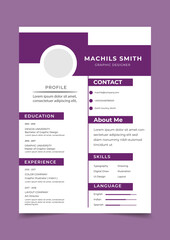 Vector creative and modern resume or cv template 