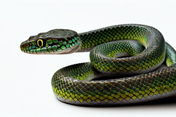 Close-up snake isolated on white background. Generative AI