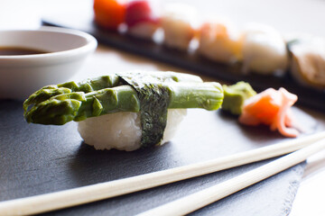 Asparagus Vegan nigiri from a top class restaurant in Japan © Leckerstudio