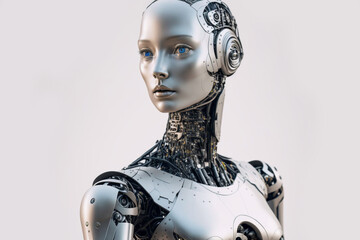 Generative ai illustration sci-fi futuristic humanoid robot