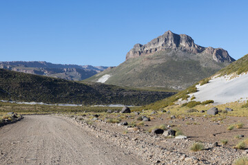 Landscape with dunes and sandy areas at Paso Vergara - crossing the border from Chile to Argentina while traveling South America