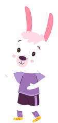 Cute rabbit football player flat icon