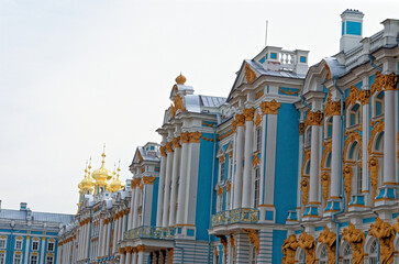 Facade of The Catherine Palace in Tsarskoye Selo St. Petersburg