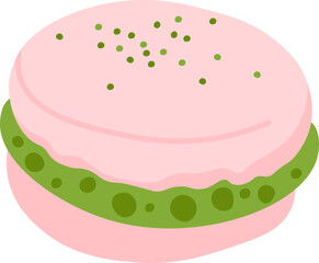 Macaroon dessert with matcha cream flat icon