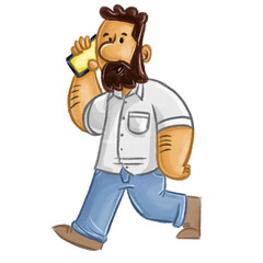 man walking with cell phone