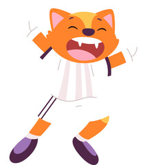 Happy wild animal flat icon Football player