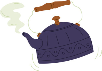 Kettle for matcha tea brewing flat icon