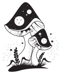 two fungus plants surreal