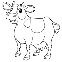 Coloring book of cow vector illustration isolated on white background.