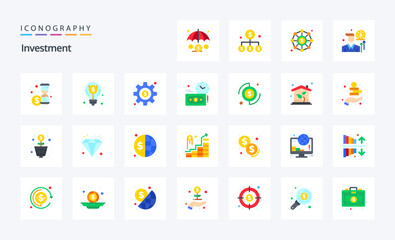 25 Investment Flat color icon pack