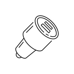 USB car charger line icon design. isolated on white background. vector illustration