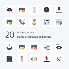 20 Devices Flat Color icon Pack like media camera computer camcorder phone