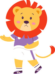 Funny lion in uniform flat icon Football player