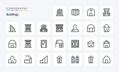 25 Buildings Line icon pack